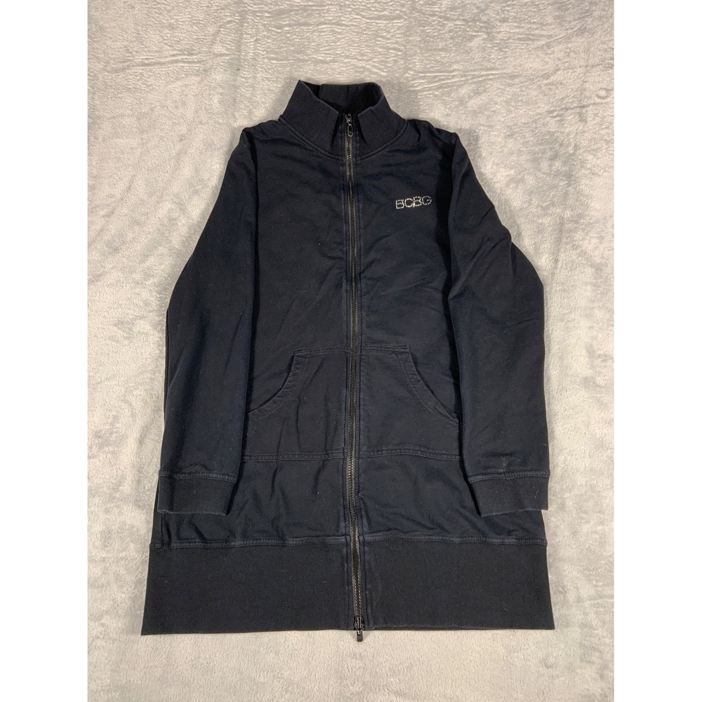 Y2K Bcbg Maxazria Jacket Womens XL Black Long Sleeve Full Zip Rhinestone
